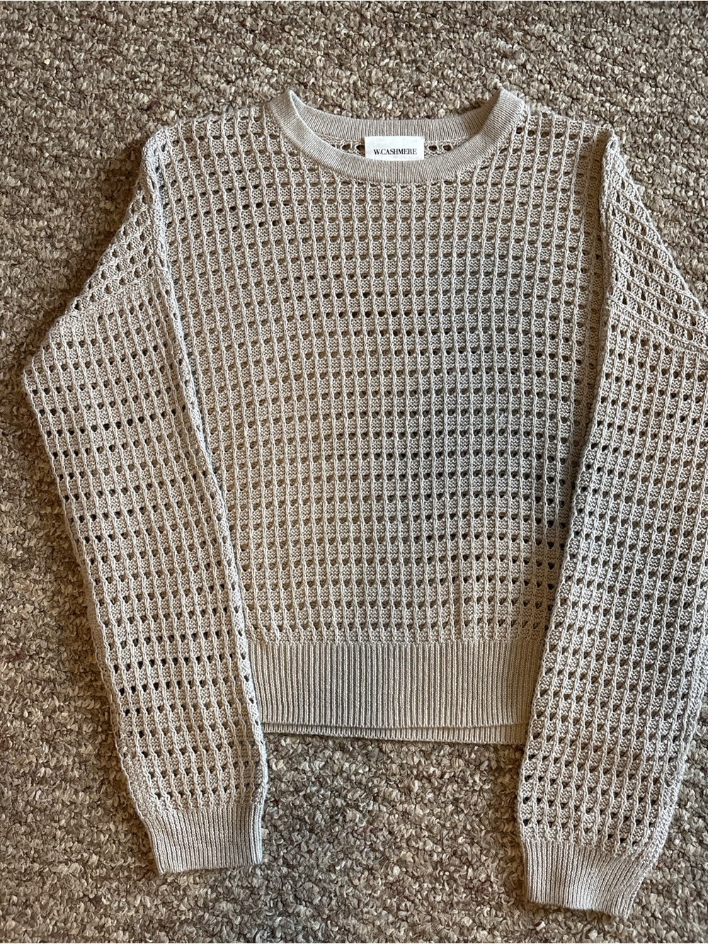 W.Cashmere Open-Knit Crewneck Sweater Fisherman